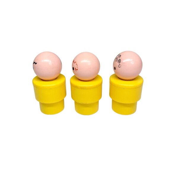 Lot Of 3 1974 Fisher Price Little People Jumbo Yellow Figures 3 1/2" - Picture 5 of 9